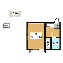 大山荘 2階1Kの間取り
