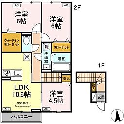 ガーネットI 2階3LDKの間取り