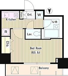 メゾン・ド・ピュア府中 5階1Kの間取り