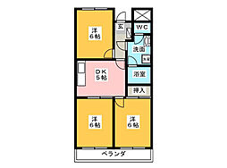 グリーンパレス府中 5階3DKの間取り