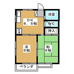 ファミールレインボー 2階2DKの間取り