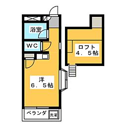 リバーグリーン 1階ワンルームの間取り