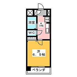 オランダ壱番館 2階1Kの間取り