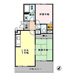 ファミリーカーサ 1階2LDKの間取り