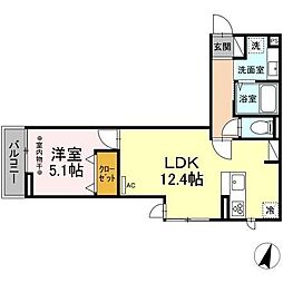 Gypsophila 2階1LDKの間取り