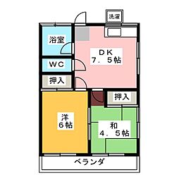 コーポ楢島 2DKの間取図画像
