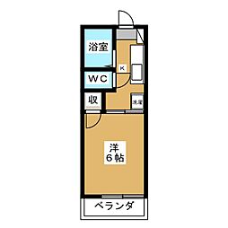 エメラルドハイツ 1Kの間取図画像