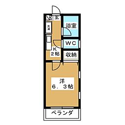 HGS府中イースト 1Kの間取図画像