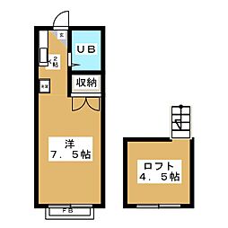 パインハイム 1Kの間取図画像