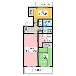 フィール天神町3号館 2LDKの間取図画像
