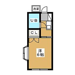 シルキーハイツ 2階1Kの間取り