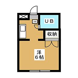 メゾン御塔坂 2階ワンルームの間取り