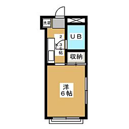林園芸ビル 3階1Kの間取り