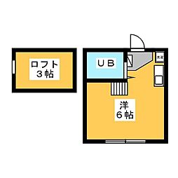 メゾン・デ・ボナール 2階ワンルームの間取り