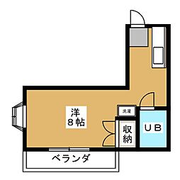 グリーンリーフ 2階ワンルームの間取り