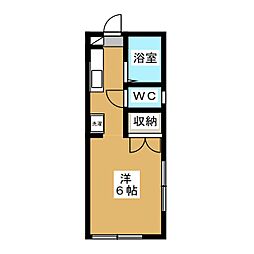 ロウエル調布 1階ワンルームの間取り