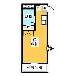 エンジェルハイツ 2階ワンルームの間取り