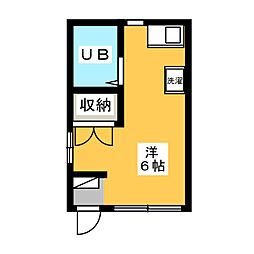 メゾン・デ・ボナール 1階ワンルームの間取り