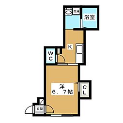Avance調布 1階1Kの間取り
