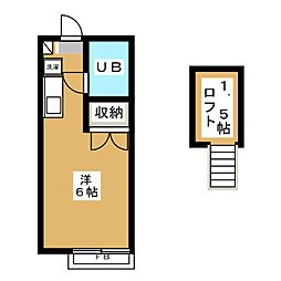シャトル府中 2階ワンルームの間取り