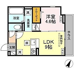 D-comodo深大寺北町 1階1LDKの間取り