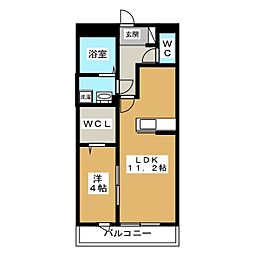 Ｋヴィラージュ 3階1LDKの間取り