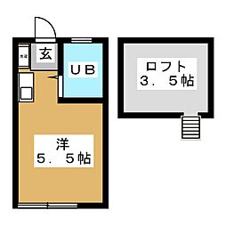 ふくい一番館 2階ワンルームの間取り