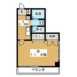 グランファミリア 1階1Kの間取り