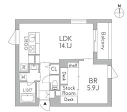 GranDuo千歳烏山 4階1SLDKの間取り