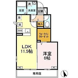 Kドルフ 1LDKの間取図画像