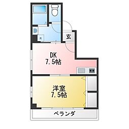 リヴェール調布 1DKの間取図画像