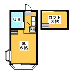 ムーンシャトル ワンルームの間取図画像