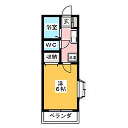 リファインド調布B 1Kの間取図画像
