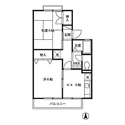 パレス神代A 2Kの間取図画像