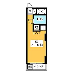 セザールプラザ府中 ワンルームの間取図画像