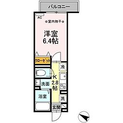 セレスティア北烏山 1Kの間取図画像