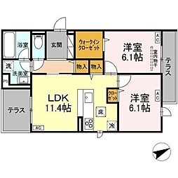 クラシアス 2LDKの間取図画像