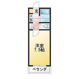 アバンテつつじヶ丘 1Kの間取図画像