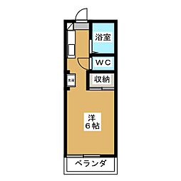 ベルメゾン・カスヤ ワンルームの間取図画像