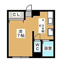 ベルエール調布 ワンルームの間取図画像