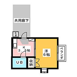 プレイシオン 1Kの間取図画像