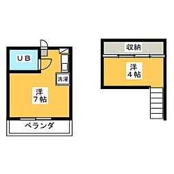メゾンドたかの台 2階ワンルームの間取り