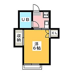 ホワイトコート 1階1Kの間取り