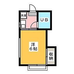 ホワイトコート 1階1Kの間取り