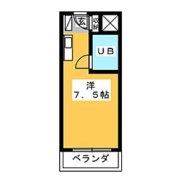 ＱＵ館 3階ワンルームの間取り