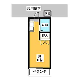 メゾン25 2階ワンルームの間取り