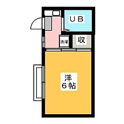 田代ハウス一号 ワンルームの間取図画像