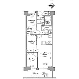 コンフォリア・リヴ八坂富士見 6階3LDKの間取り