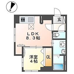 アコード・K 3階1LDKの間取り