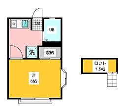 ハイム・エムワン 1階1Kの間取り